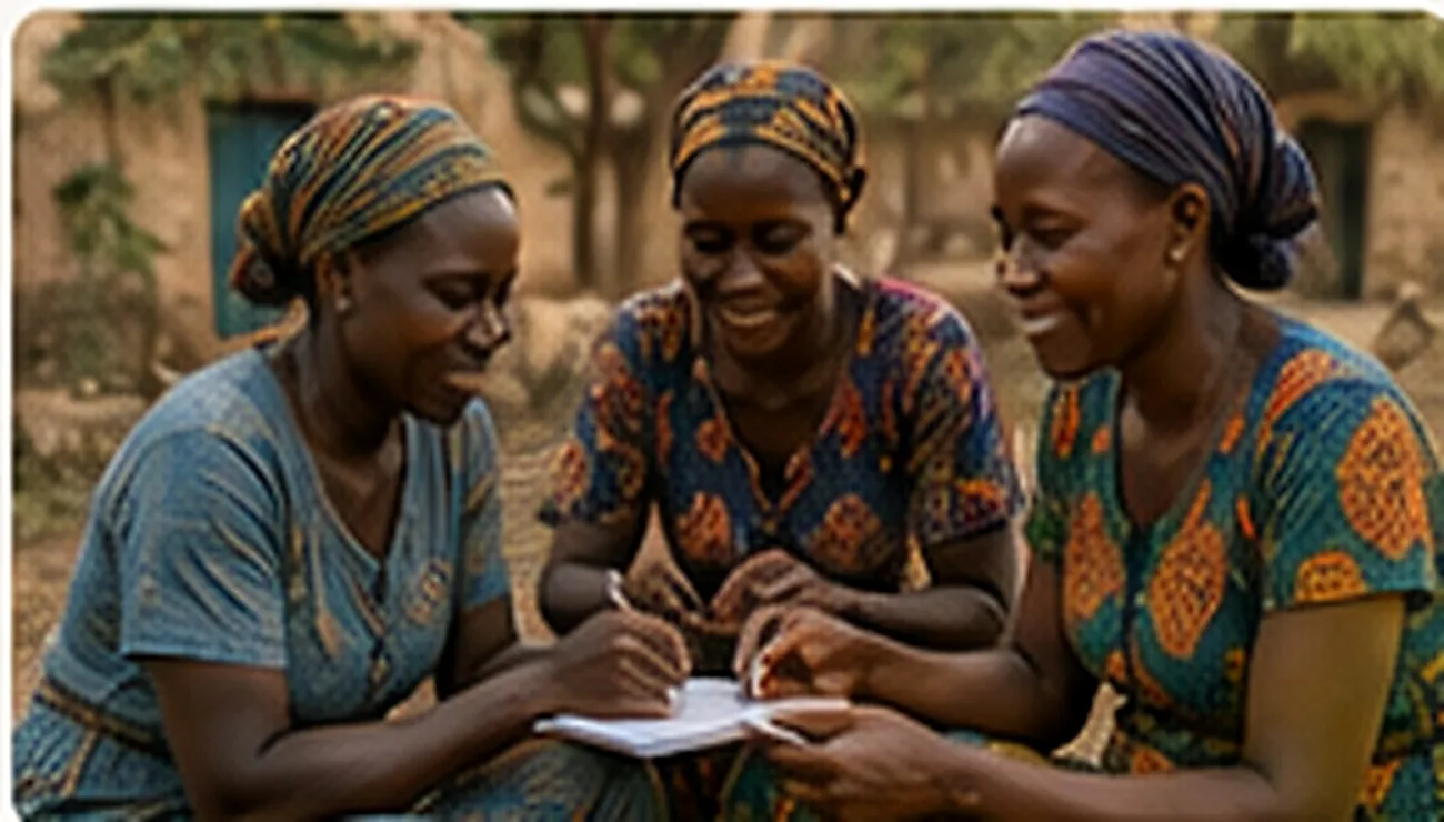 Five women sitting in a circle with goats, sharing knowledge and support